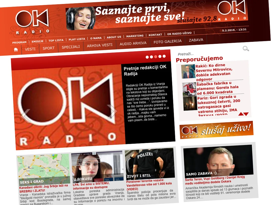 ok radio pretnje printscreen