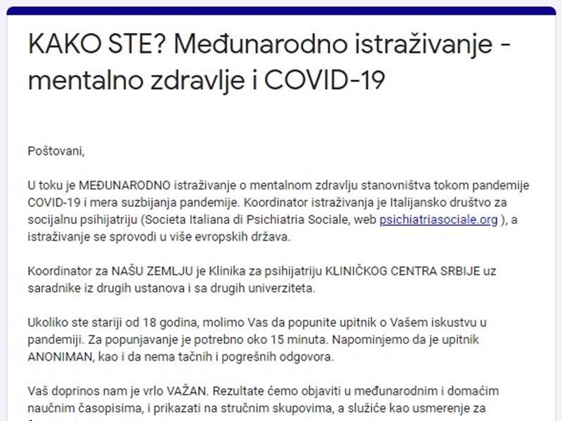 Istrazivanje mentalno zdravlje foto printskrin